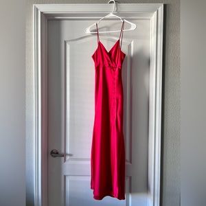 Zara Red Satin Formal Dress - Size XS - Elegant Evening Wear